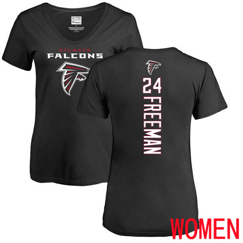 Atlanta Falcons Black Women Devonta Freeman Backer NFL Football #24 T Shirt->women nfl jersey->Women Jersey